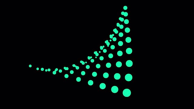 bluish green color Circular dot grid moving in 3 dimension 