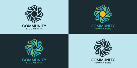 Fototapeta na wymiar community people logo design ideas