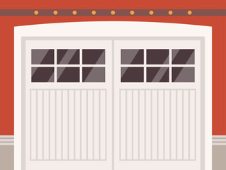 Garage door gate flat icon Entrance with decorative stones frame