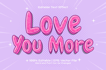 3D Love You Text Effect Editable Cartoon Style