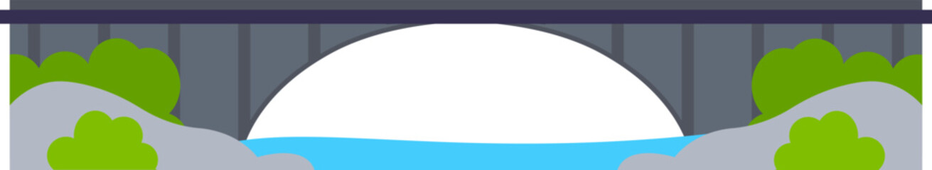 Bridge construction between two coasts flat icon Architecture element