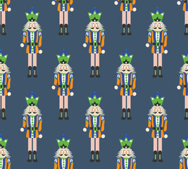 Hand Drawn Nutcracker Seamless Christmas Pattern Cute Illustration Trendy Colors Sweet Gift Concept Perfect for Allover Print Wrapping Paper or Decoration