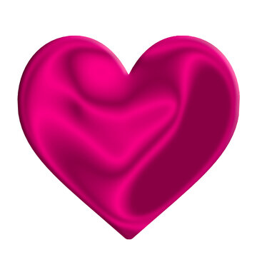 3d pink heart satin object of valentines day decoration isolated on white background