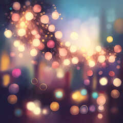 Celebration Bokeh and Chrismas Tree and Branch Background by Generative AI Illustrations