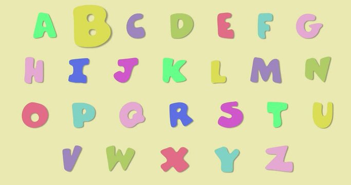 Animated English alphabet for kids. English letters for preschool or kindergarten. 