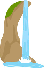 Waterfall flat icon Moving water from high rock