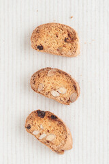 Food Background Freshly Baked Italian Cookies Biscotti or Cantuccini Beige Background Top View Pattern