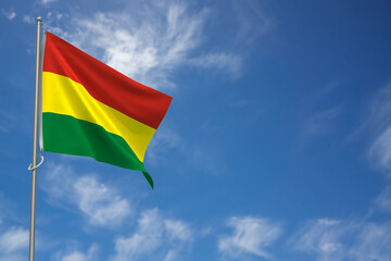 Plurinational State of Bolivia Flag over Blue Sky Background. 3D Illustration