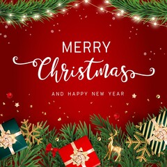 Merry Christmas and Happy New Year Instagram Post,flyer