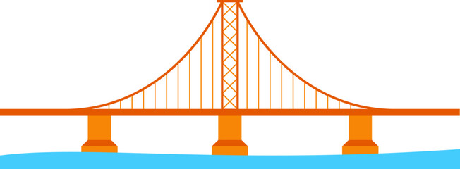 Bridge construction between two coasts flat icon Architecture element