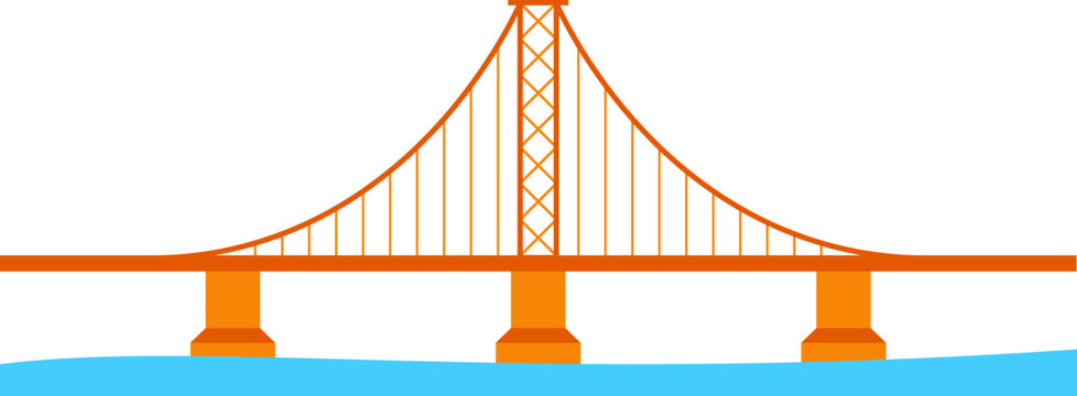 Bridge construction between two coasts flat icon Architecture element