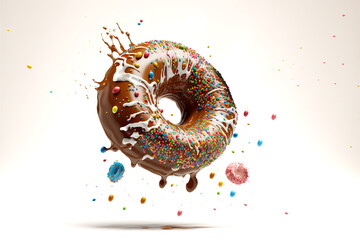 Donuts are delicious bakery desserts colorful, appetizing decorations, soft texture, a dessert that can be eaten in the morning as well. Most people like to eat a lot of donuts render 3d generative Ai