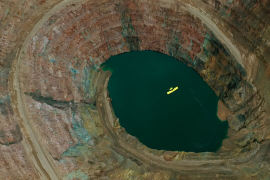 Aerial view of an ultralight plane flying over a mine; Casa Grande, Arizona, United States of America