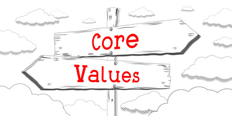 Core values - outline signpost with two arrows © PX Media