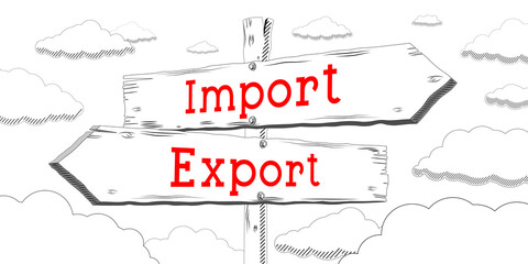 Import and export - outline signpost with two arrows