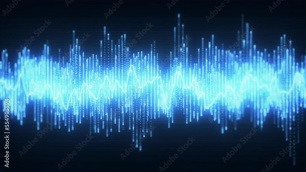 Poster digital audio spectrum graphic equalizer background loop/ 4k animation of an abstract background wit