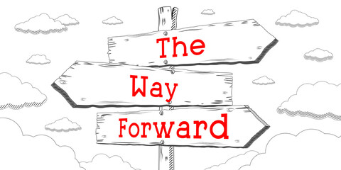 The way forward - outline signpost with three arrows