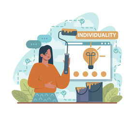 Uniqueness and individuality concept. Character standing out from the crowd