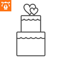 Stacked love cake line icon, outline style icon for web site or mobile app, valentines day and dessert, cake with hearts vector icon, simple vector illustration, vector graphics with editable strokes.