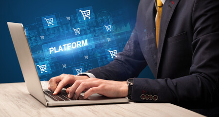 Businessman working on laptop concept