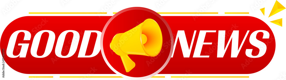 Poster Megaphone with good news on white background. Megaphone banner. Web design. Vector