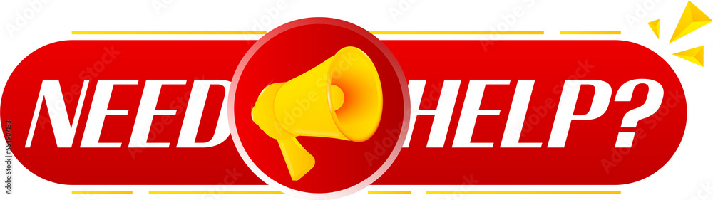 Poster megaphone with need help on white background. megaphone banner. web design. vector