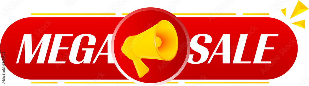 Poster megaphone with mega sale on white background. megaphone banner. web design. vector
