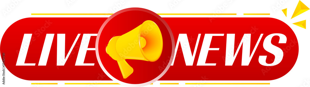 Poster megaphone with live news on white background. megaphone banner. web design. vector