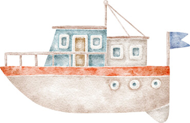 Ship watercolour illustration