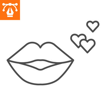 Lips line icon, outline style icon for web site or mobile app, love and mouth, kiss vector icon, simple vector illustration, vector graphics with editable strokes.