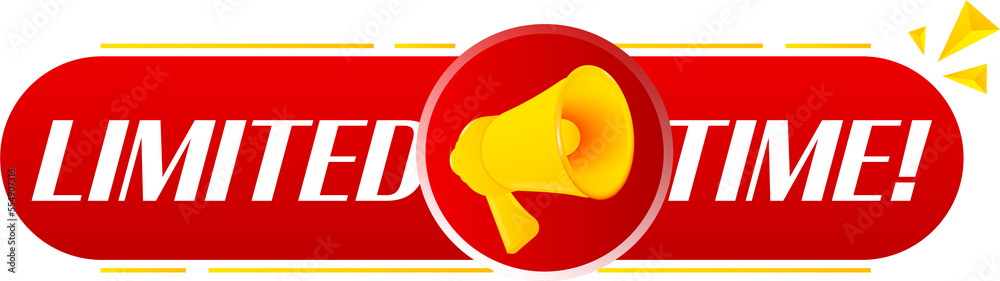 Aufkleber megaphone with limited time on white background. megaphone banner. web design. vector