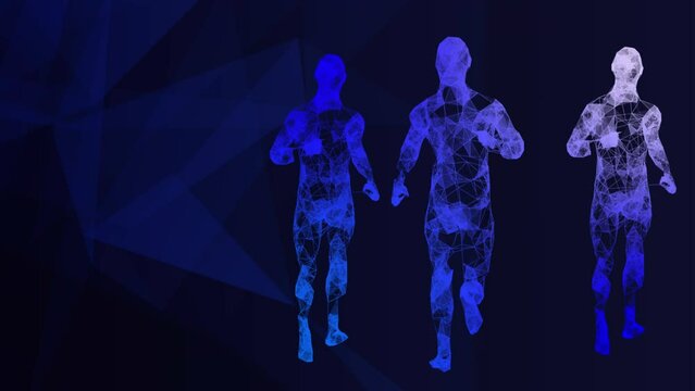 Running runner sprinting for sport and success 3D motion graphic VFX render