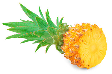 Cutted Pineapple isolated on a white background. Fresh Pineapple closeup. Fruit summer food concept.