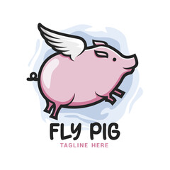 Fly Pig Logo Vector Template