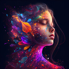 The eternal beauty made out of cosmos particles and positive energy