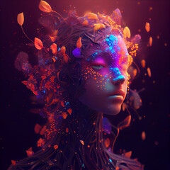 The eternal beauty made out of cosmos particles and positive energy
