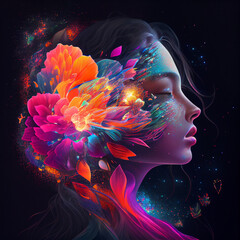 The eternal beauty made out of cosmos particles and positive energy