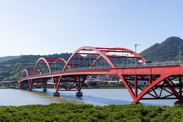 Red Guandu Bridge in Tamsui of Taiwan