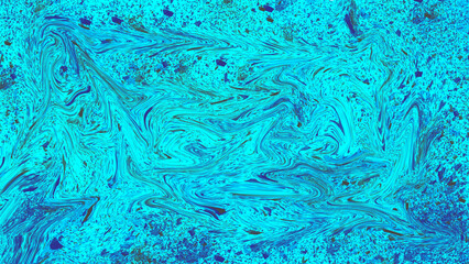 Multicolored Abstract background. Fluid art of teal ocean  blue background. Blue texture. Colored paint stains in liquid