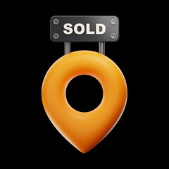 Premium real estate sale location icon 3d rendering on isolated background