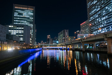 Fototapeta na wymiar 大阪市 中之島の夜景 大江橋から