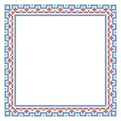 Square frame cross stitch pattern - obrazy, fototapety, plakaty