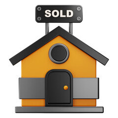 Premium real estate house sale icon 3d rendering on isolated background PNG