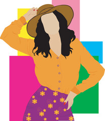 Girl wearing hat illustration.