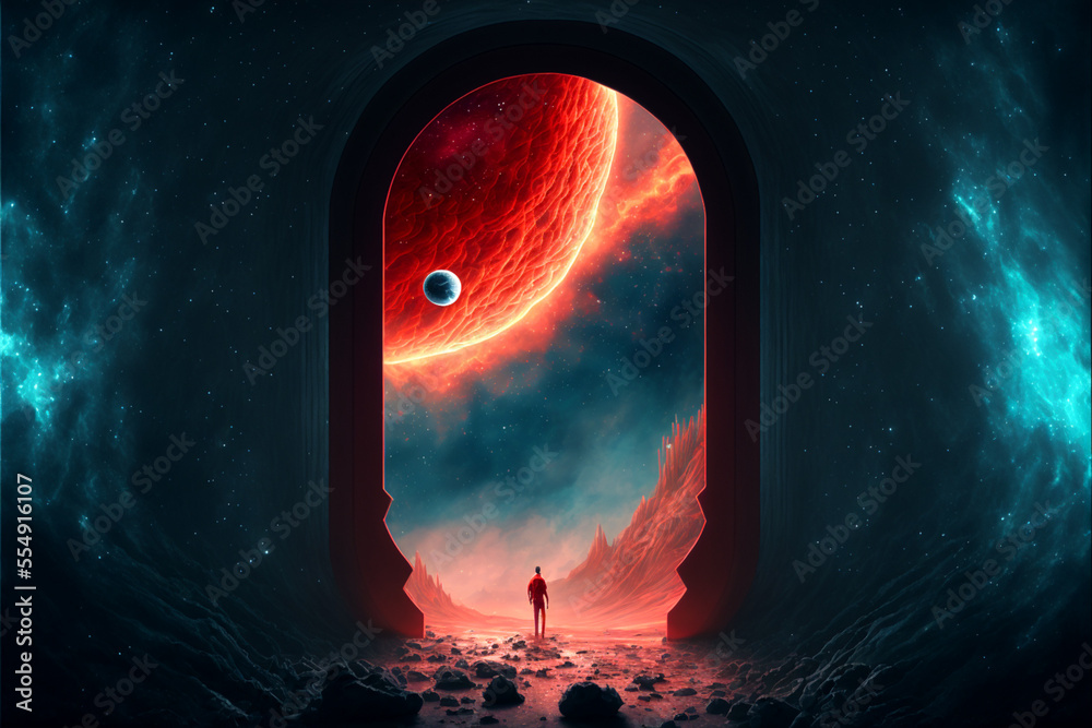 Canvas Prints portal to red universe