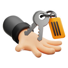 Premium real estate handle key icon 3d rendering on isolated background PNG