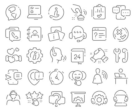 Support service line icons collection. Thin outline icons pack. Vector illustration eps10
