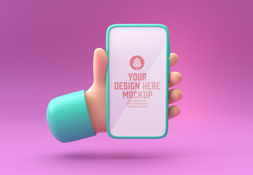Comic Smartphone Style With Hand Mockup 