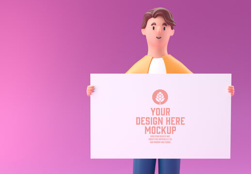 Man Holding a Sign Mockup