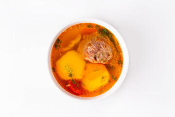 shurpa soup on a white background